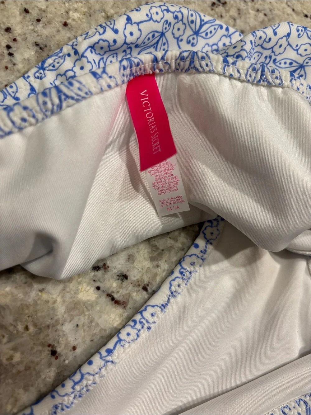 Victoria's Secret Blue and White Printed Bikini Set 3 pcs